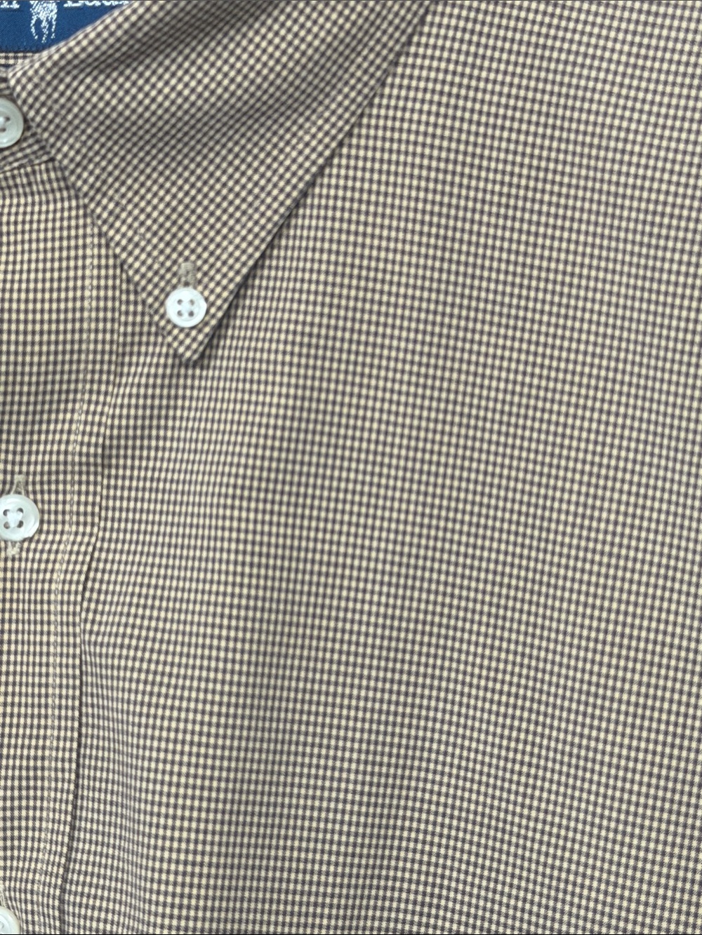 Mens Ralph Lauren Brown Check Button-Down Oxford Dress Shirt Pony Logo Big Sz 3X - Picture 4 of 6